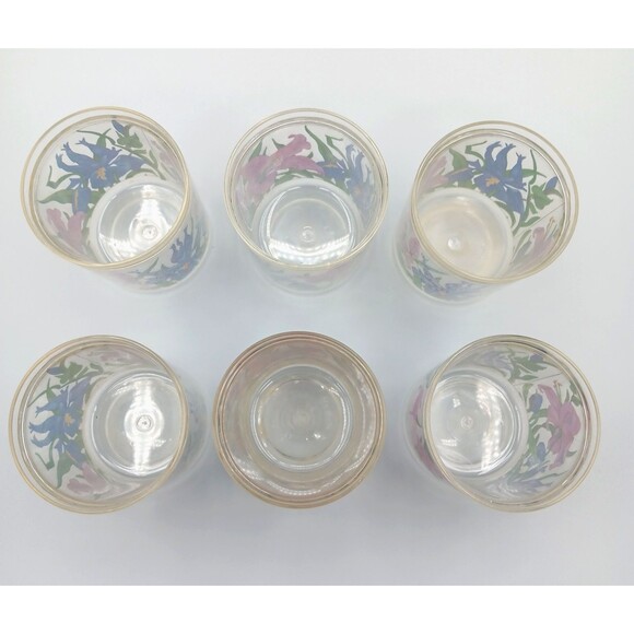 Vtg Tumblers Glasses Mid Century Modern Acrylic Floral Print Retro 4.5" H Set 6 - Picture 8 of 10